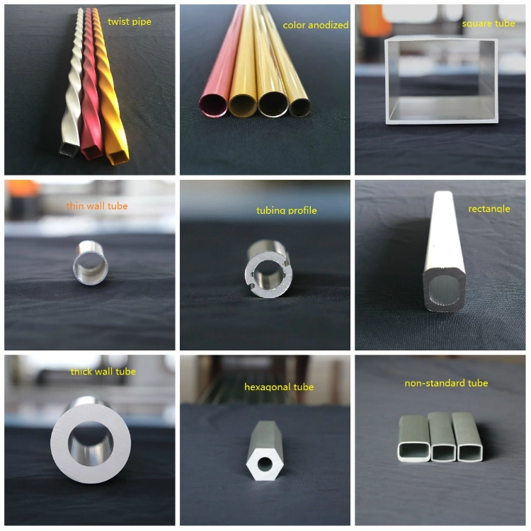 Color Anodized Profile Aluminum Extrusion Rectangle/ Round/Square/Oval Tube/Tubing/Pipe/Piping